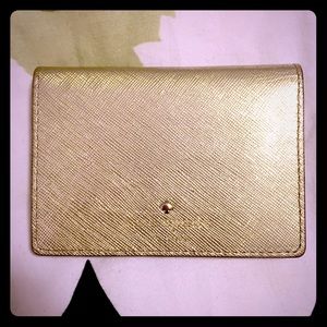 kate spade gold saffiano ID/card case