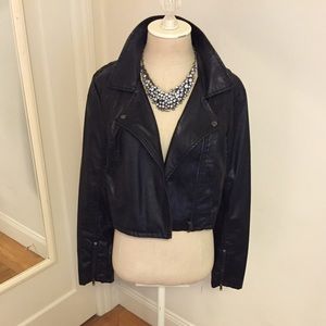 bar III: faux leather, cropped moto jacket