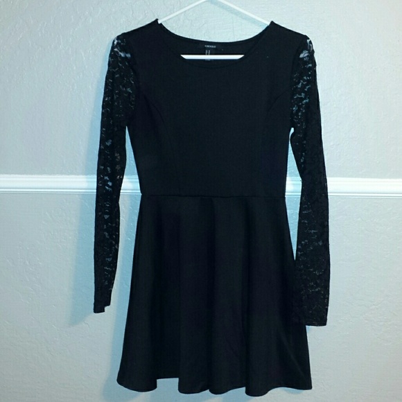 Black lace sleeve dress