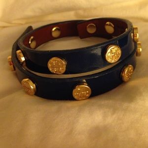 Tory Burch wrap bracelet- patent leather navy