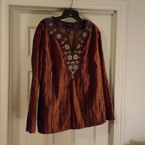 Rust colored velvet beaded tunic