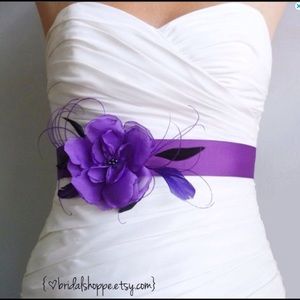 Purple Bridal Sash Belt Bridal Accessories Wedding