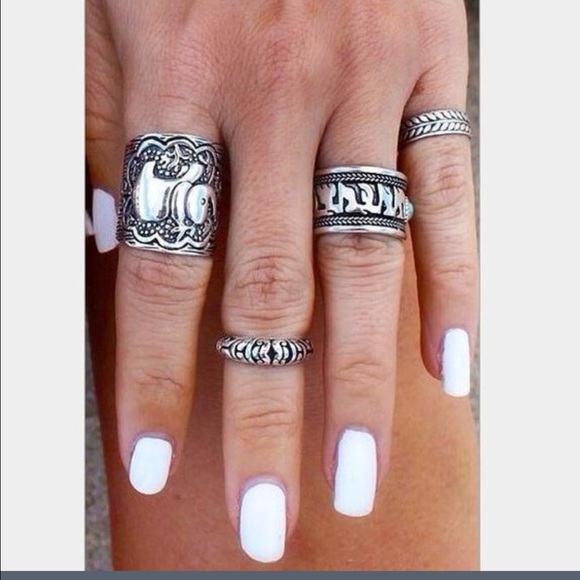 Fashion elephant joint boho style  set of 4 rings