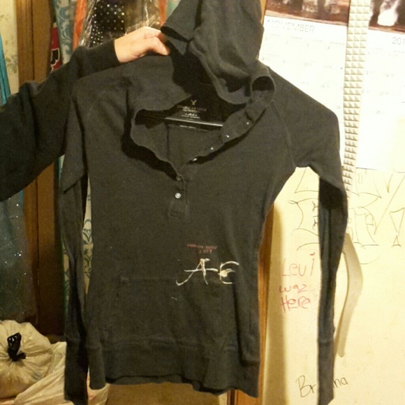 AE Half button thin hoodie