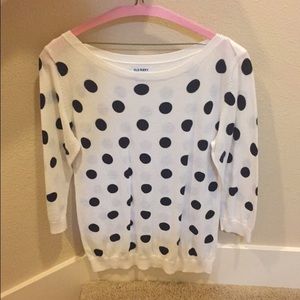 White with black polka dot sweater
