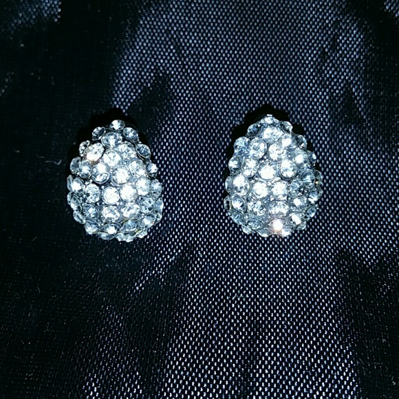 Silver with crystal rhinestone earrings