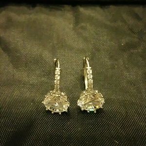 Silver with crystal rhinestone earrings
