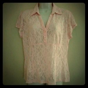 🏈 Romantic Pink Antique Lace Top