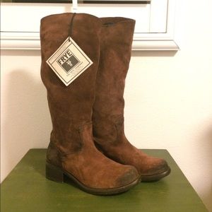 Frye Elena Brown Suede Riding Boots