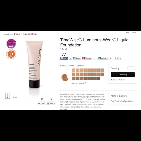 Mary Kay Luminous Foundation in Bronze 2
