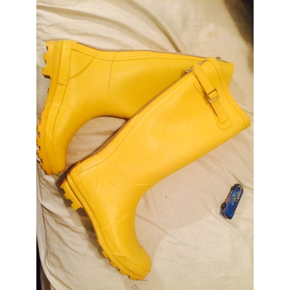 Yellow rain boots