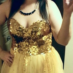 Gold sequined ball gown