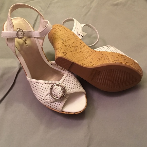 Never worn white, wedge shoes