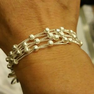 925 sterling silver pearl bangle bracelet