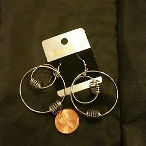 Silver double hoop earrings