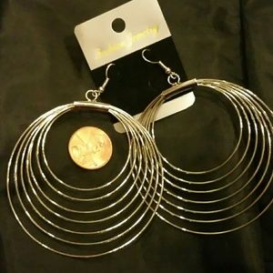 Silver Multi-layered round hoop earrings