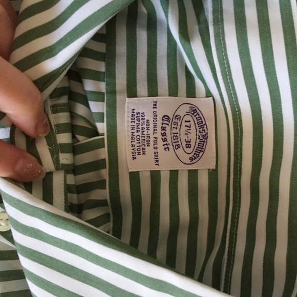 Green and white stripped men's button down - Picture 2 of 2