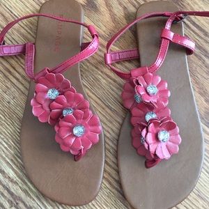 Dark pink flowery rampage sandals - 7.5