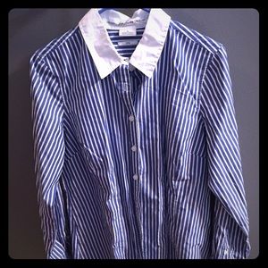 Blue and white button up