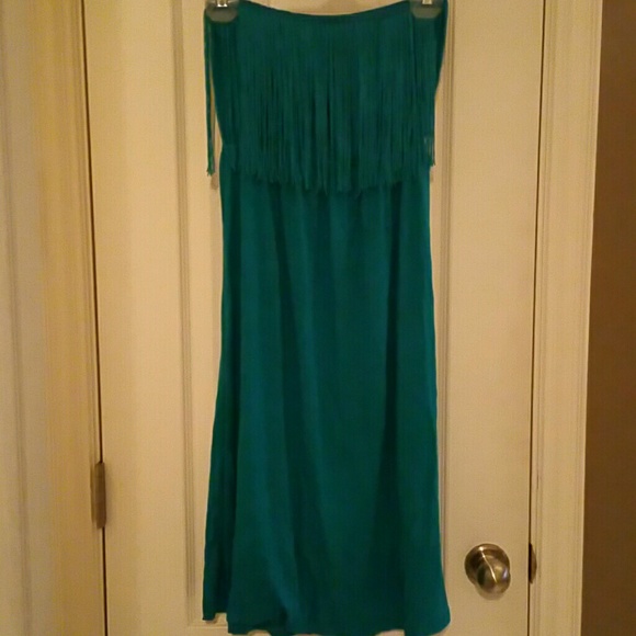 Fringe strapless dress