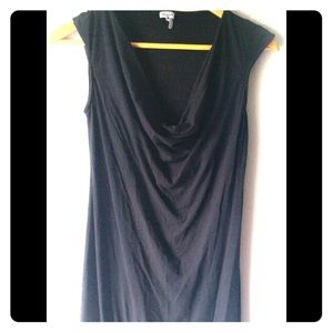 Cowl neck straight black maxi dress