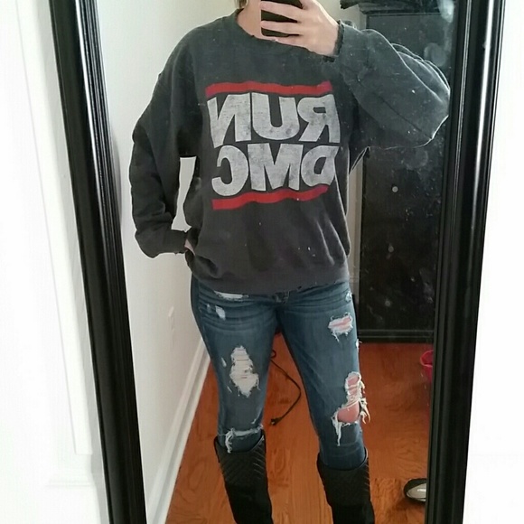 Distressed RUN DMC sweatshirt