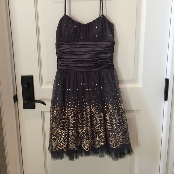 Grey dress with gold sparkles