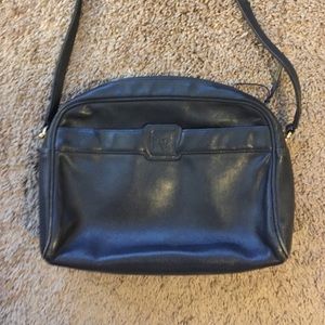 Vintage Anne Klein navy leather cross body bag