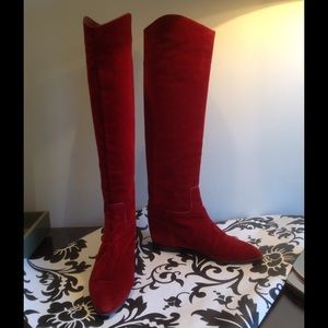 Rich Red Velvet Vintage Maud Frizon Riding Boots