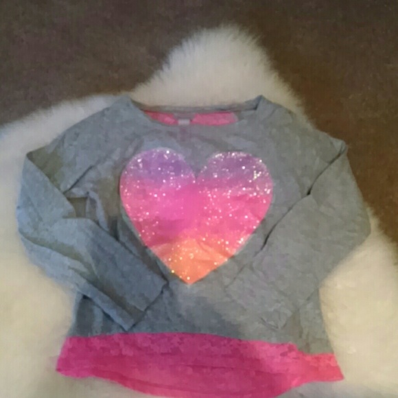 Justice glitter heart shirt