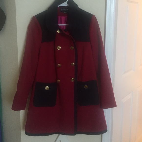 Coat red and navy blue