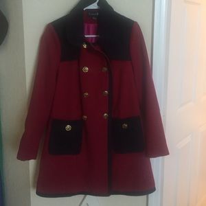 Coat red and navy blue