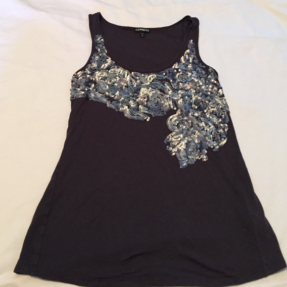 Express Sequin Detail Tank Gunmetal Grey