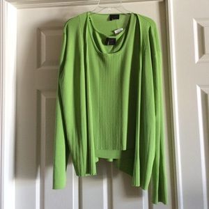 Lime green sweater set.