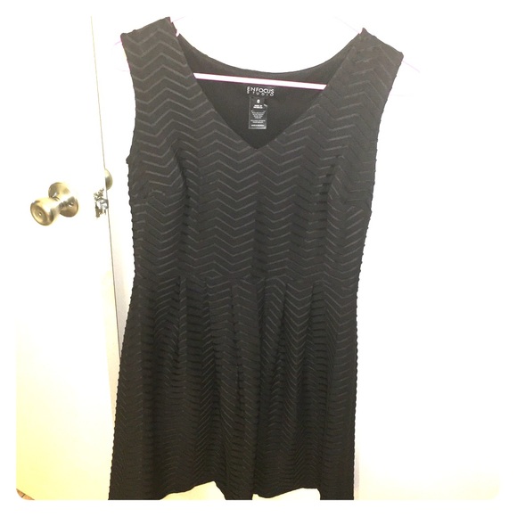 Black Sleeveless Dress Chevron Details