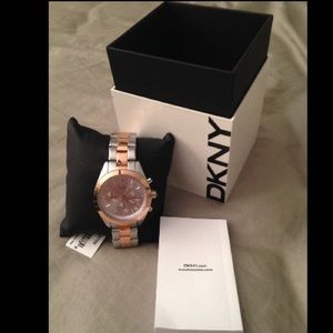 Rose gold and stainless steel DKNY women's watch