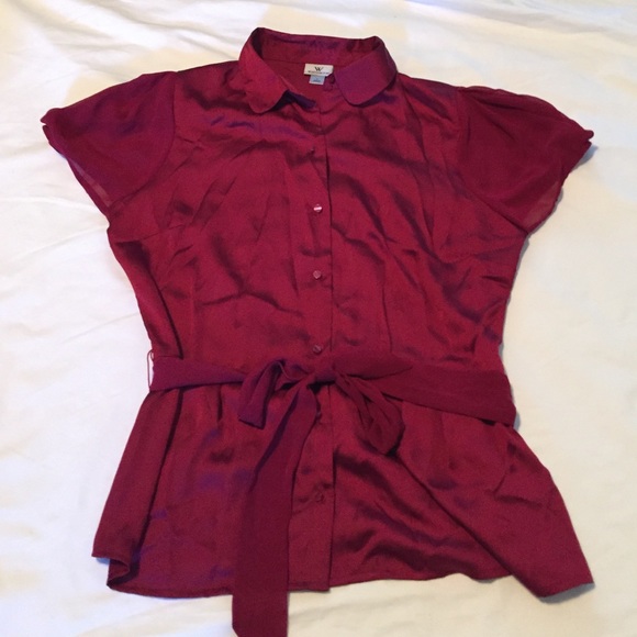 Worthington Satin Tie Waist Top