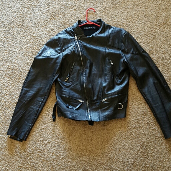 Genuine leather black coat