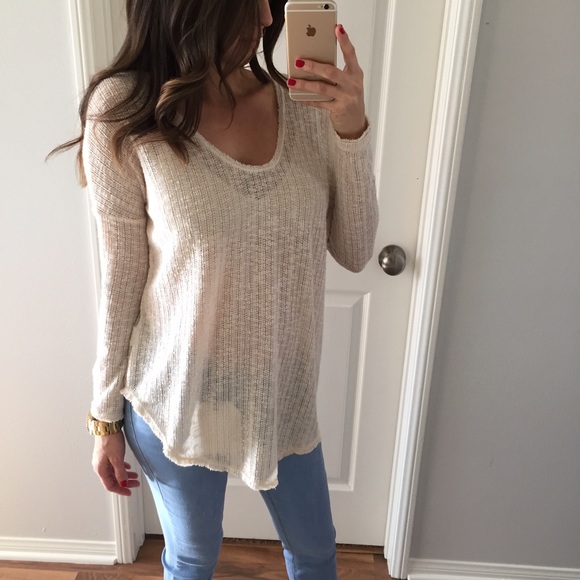 Sold • Cream Knitted Softest Sweater Top - Picture 3 of 4