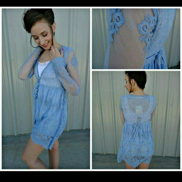 Areve Blue Lace Top