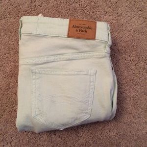 A&F cropped mint green skinny jeans