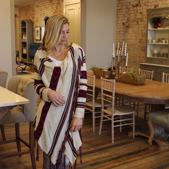 Aztec fringe wrap cardigan - Picture 3 of 3