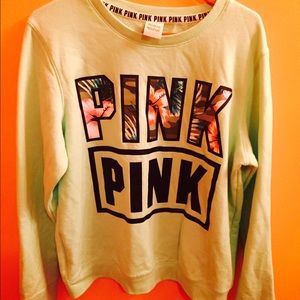 Mint Green PINK Crewneck