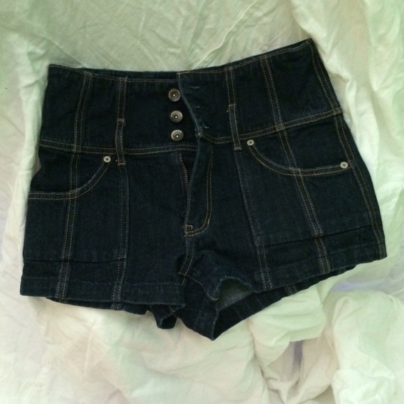 High waist dark denim jean shorts Abercrombie