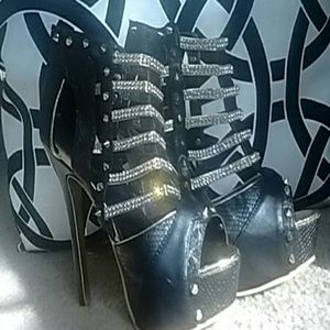 Black bling heels