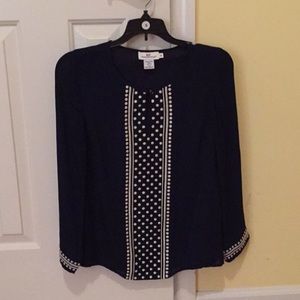vineyard vines shear navy blouse