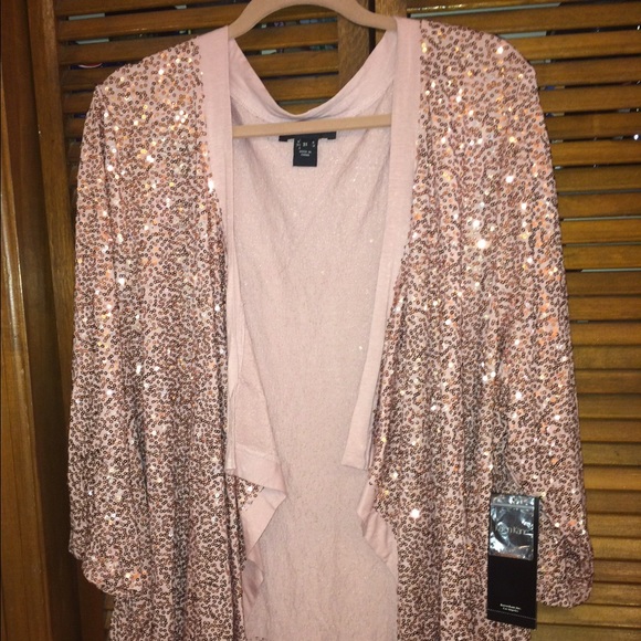 pink sequin cardigan