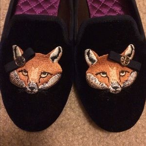 Tory Burch Blue Satin Loafers