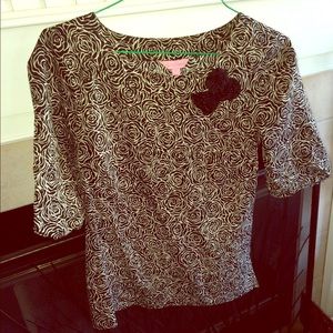 Lilly Pulitzer Black Rosette Top - Size S