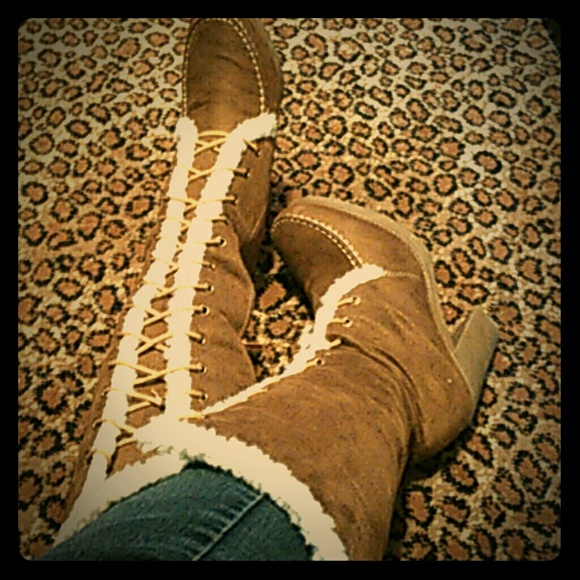 Knee high fur lined boots